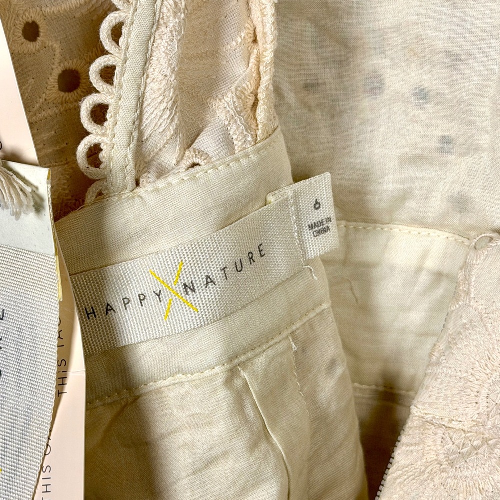 Happy X Nature Cream Floral Eyelet Ruffle Open Back Romper Size 6 NWT - Picture 6 of 8